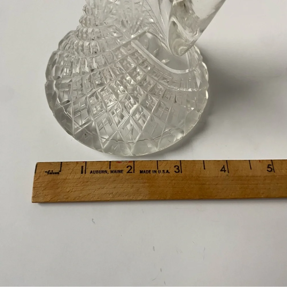 Cut Glass Crystal Vase Or Cruet Facet No Stopper Vintage 7” Clear 4” wide